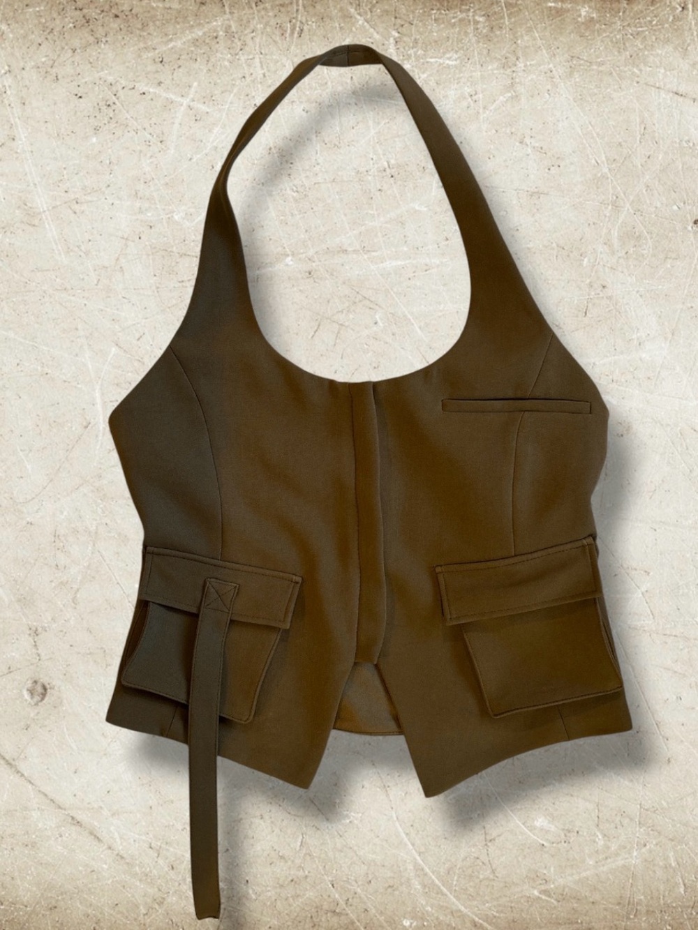 Zara Brown Utility Cargo Halter Vest Top Size Medium M